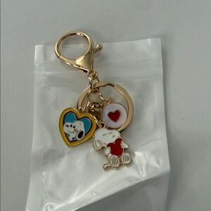 Snoopy Keychain with Heart Charms